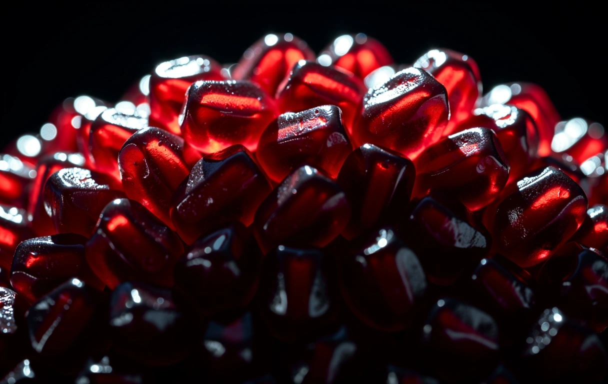 Pomegranate seeds macro